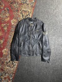 industrie washed racing genuine Leather jacket